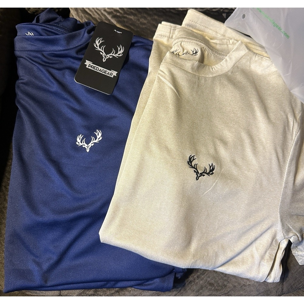 Predagear Men's Size Small T-Shirt 4-Pack (2-Blue & 2-Beige) Polyester Tees NEW